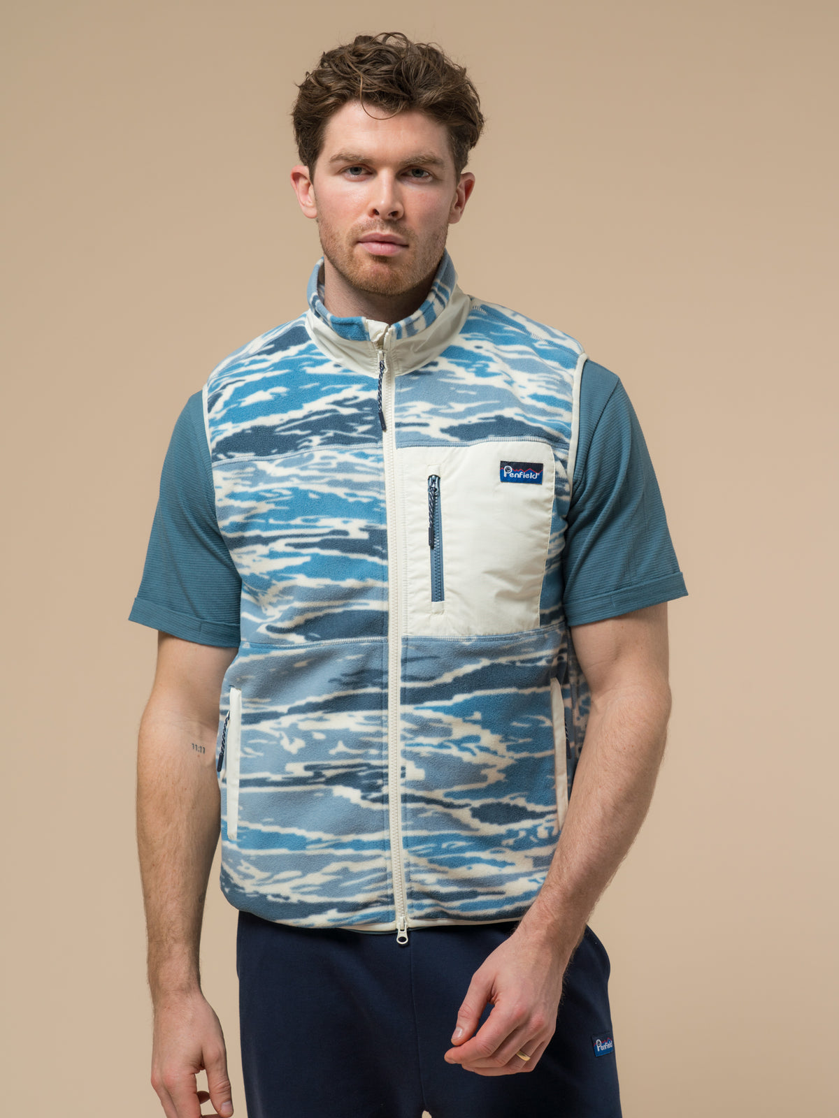 Penfield Bay Jacquard Microfleece Vest - Blue Camou