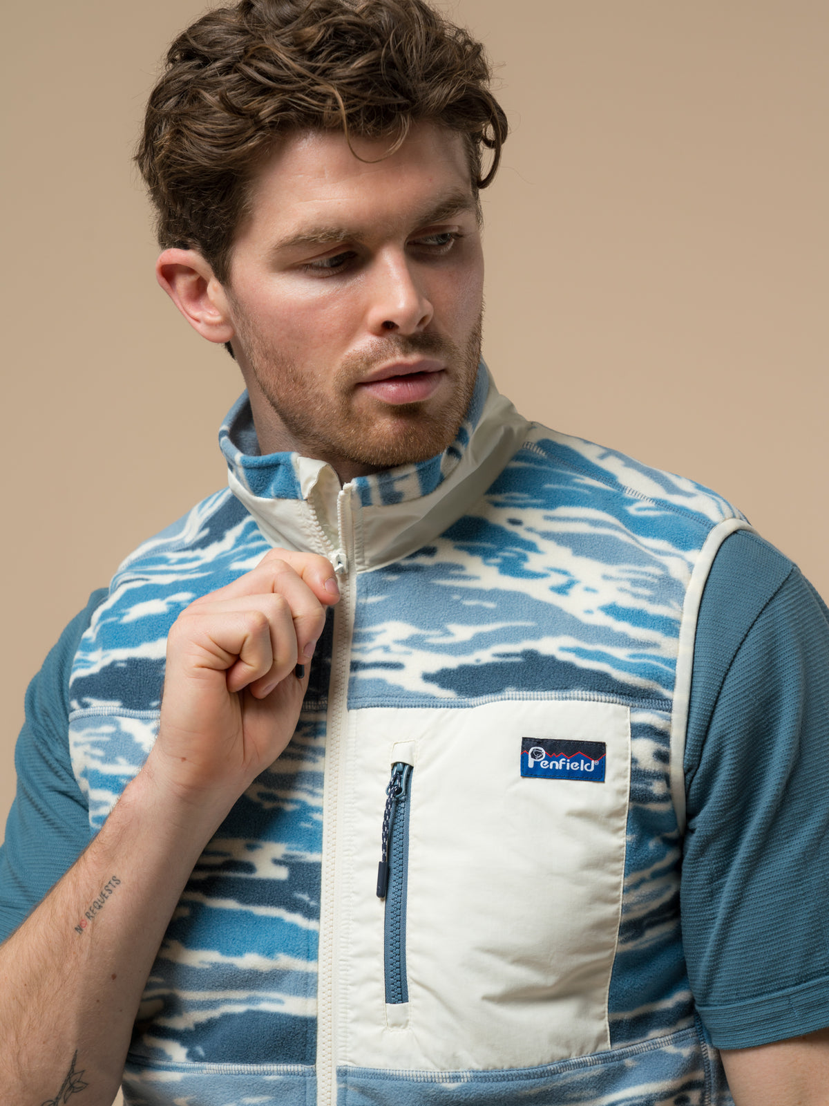 Penfield Bay Jacquard Microfleece Vest - Blue Camou