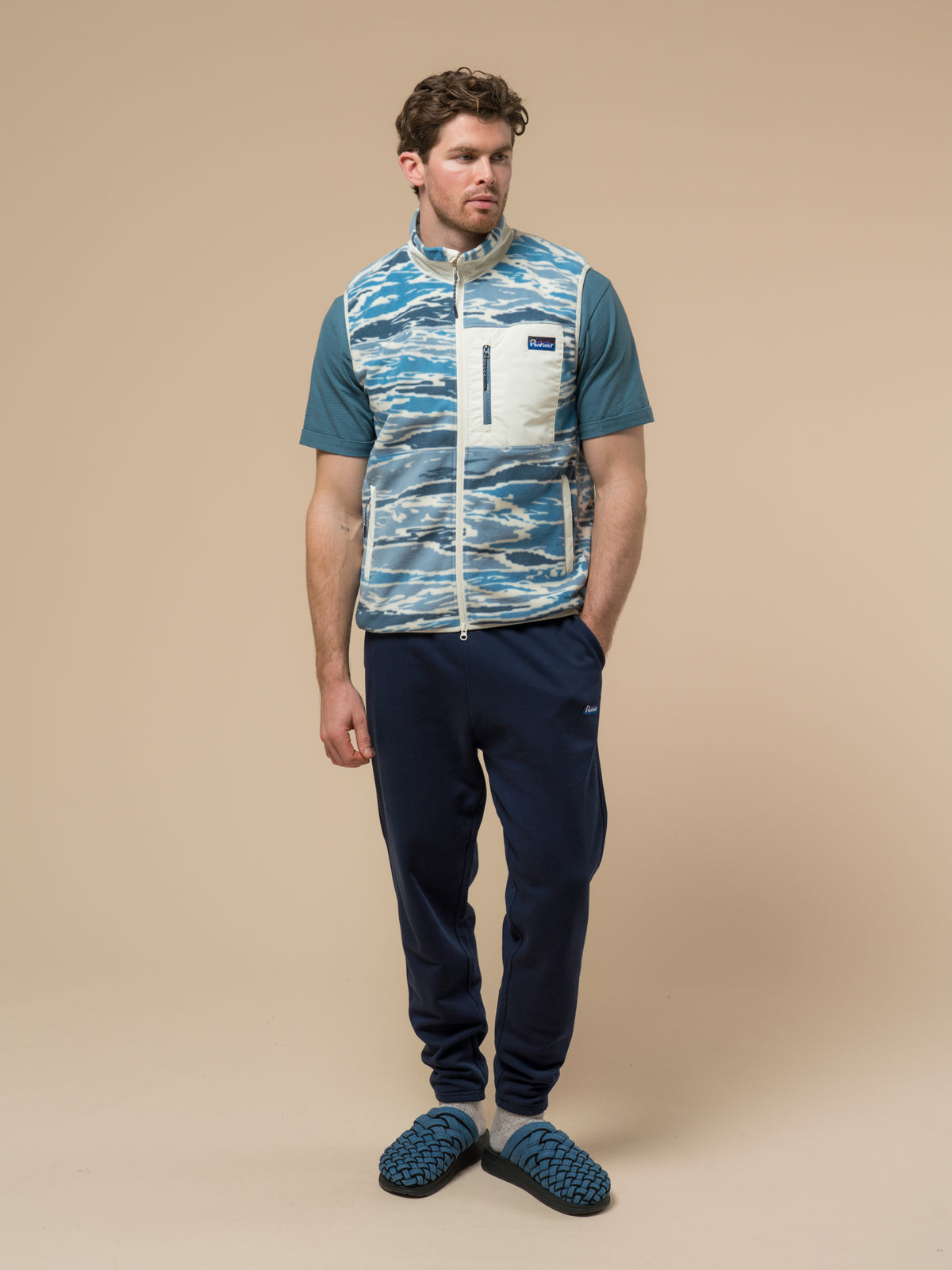 Penfield Bay Jacquard Microfleece Vest - Blue Camou