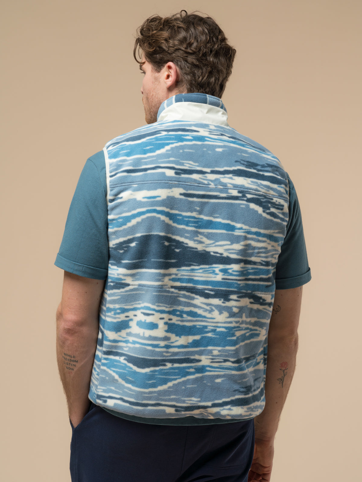 Penfield Bay Jacquard Microfleece Vest - Blue Camou