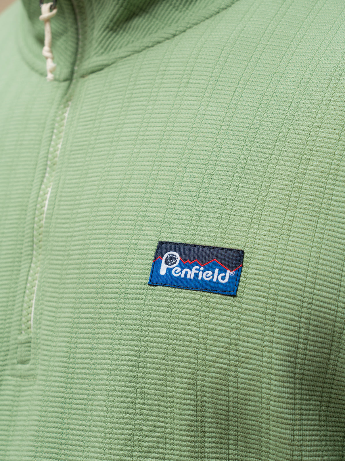 Penfield Textured Stripe Half Zip Funnel Neck Sweatshirt - Green