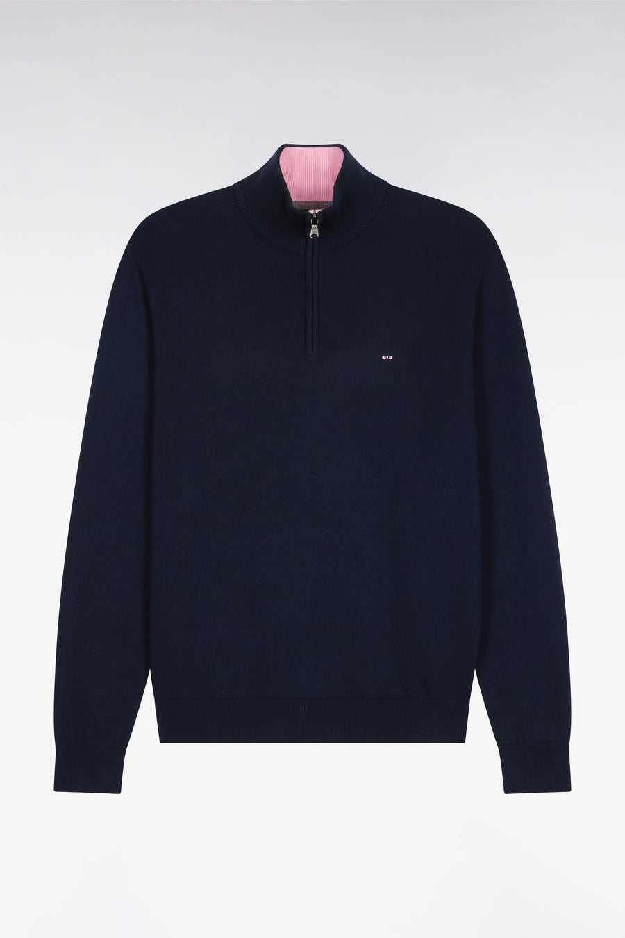Eden Park Cotton Zip Neck Trucker Knit - Navy