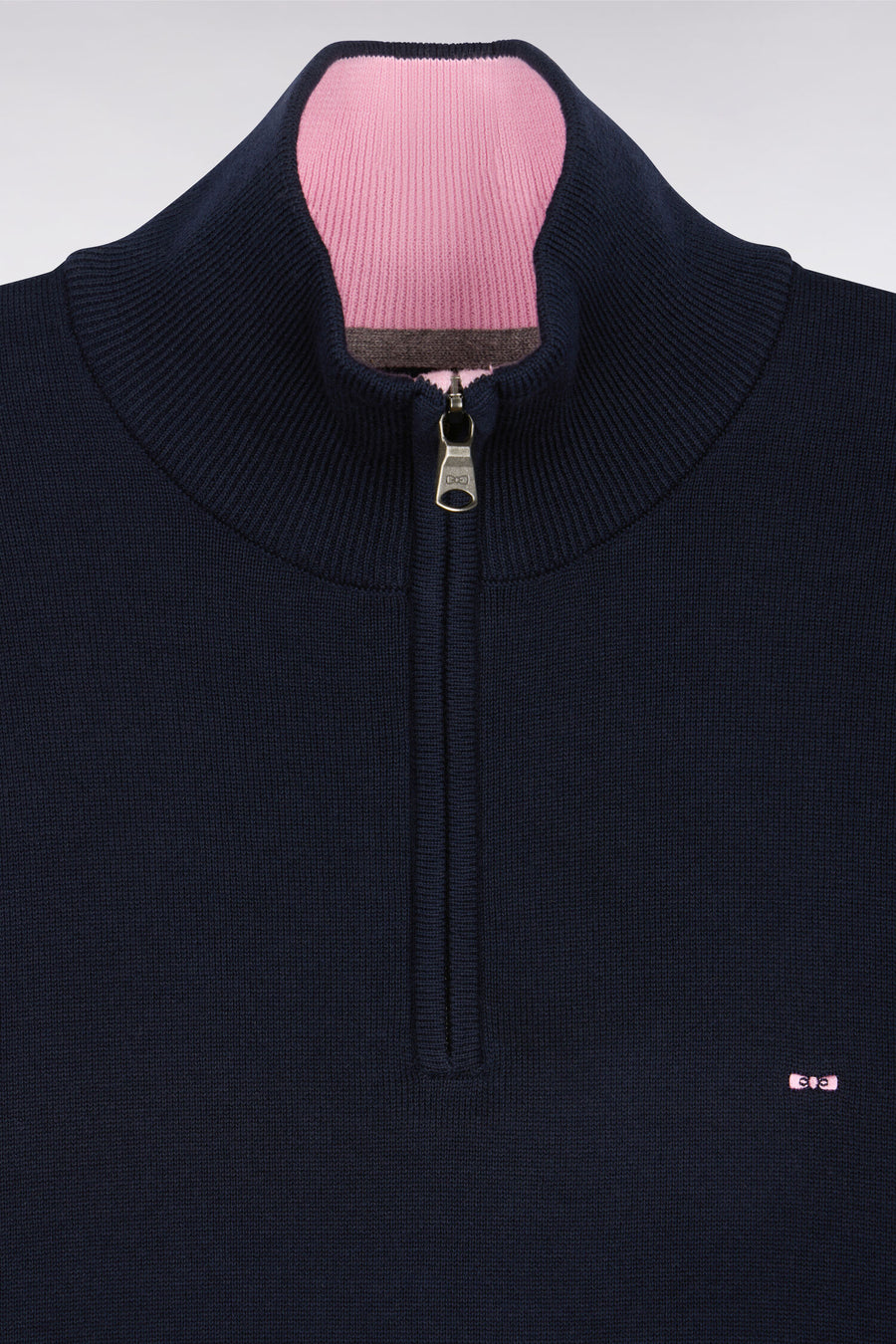 Eden Park Cotton Zip Neck Trucker Knit - Navy