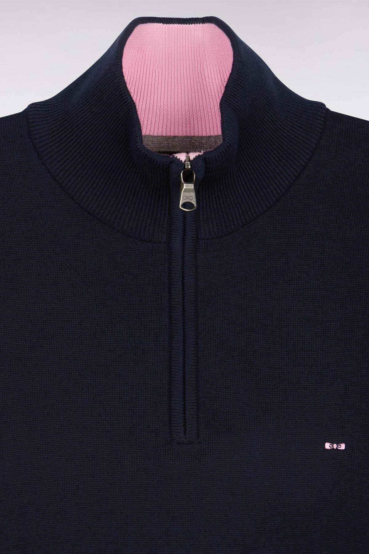 Eden Park Cotton Zip Neck Trucker Knit - Navy