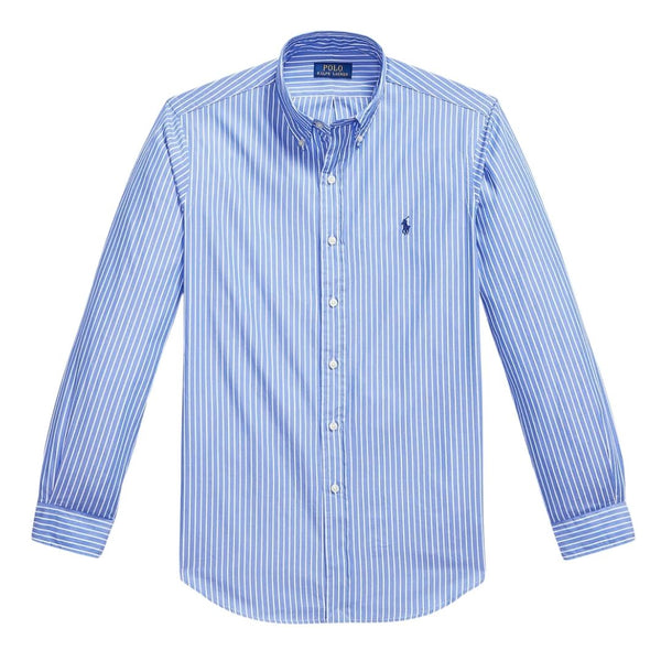 Polo Ralph Lauren Men's Custom Fit Striped Broadcloth Shirt - Med Blue/White