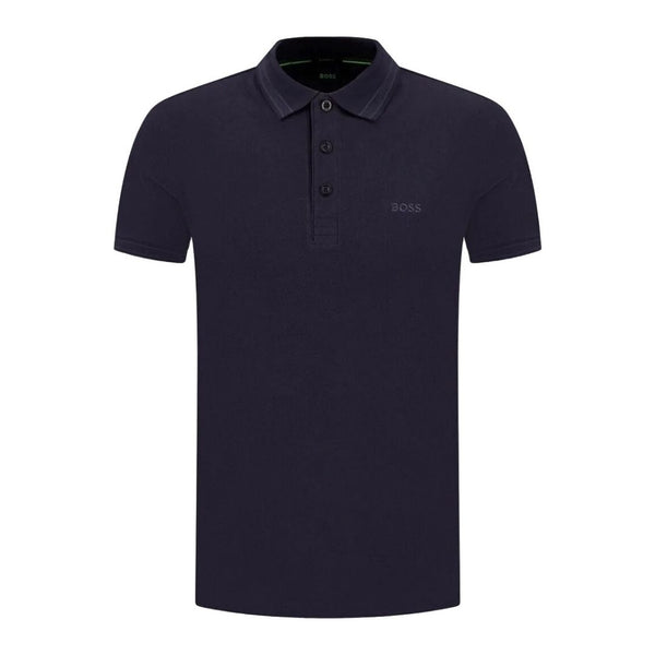 Boss Cotton piqué polo shirt with logo details - Navy