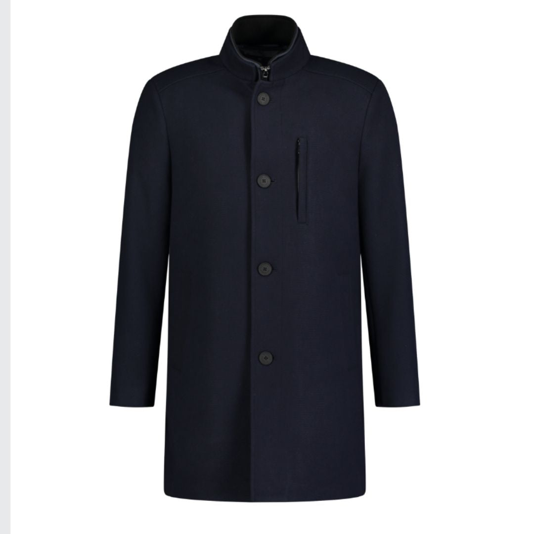 Roy Robson Mantel Wool Coat - Navy