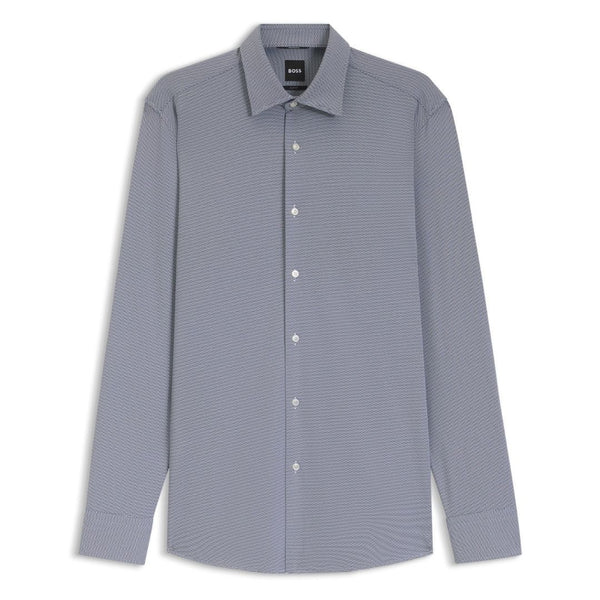 Boss Slim-fit shirt in structured performance-stretch fabric - Navy