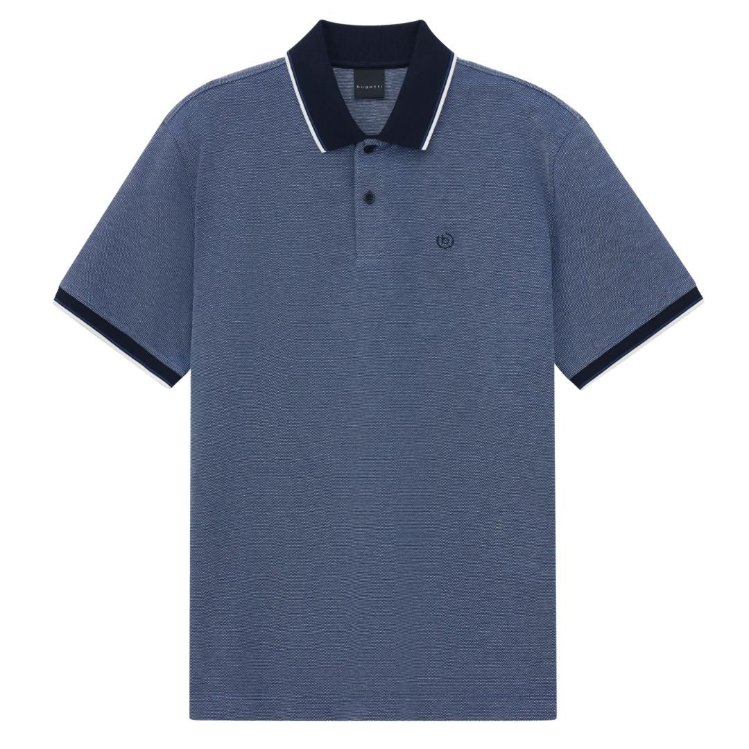 Bugatti Mens 1/2 Sleeve Polo Shirt - Blue