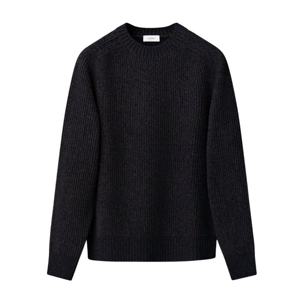 Eton Wool-Cashmere Mouliné Crew-Neck Jumper – Navy