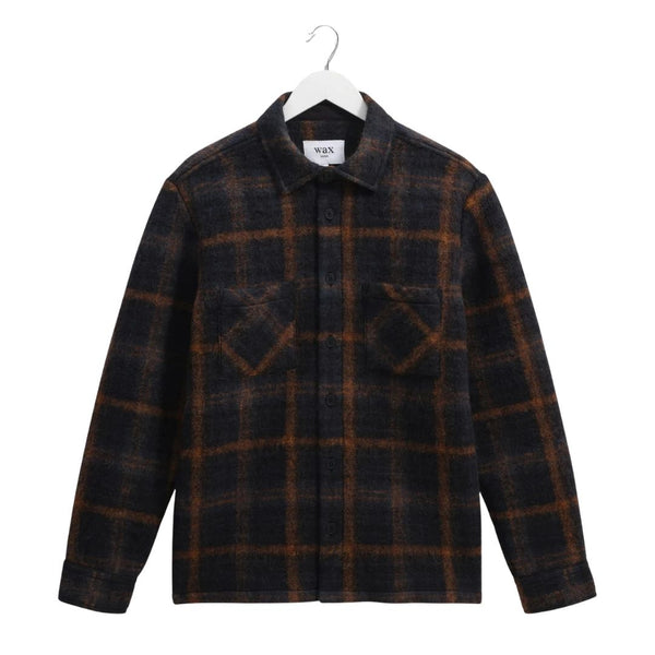 Wax London Whiting Overshirt Drawn Check Teal/Orange