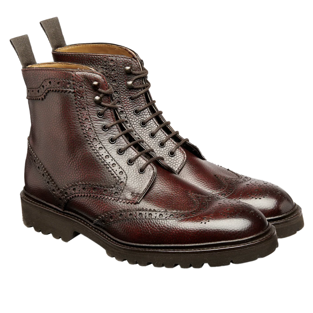 Barker Bodmin Wing Cap Design Brogue Boot - Brandy