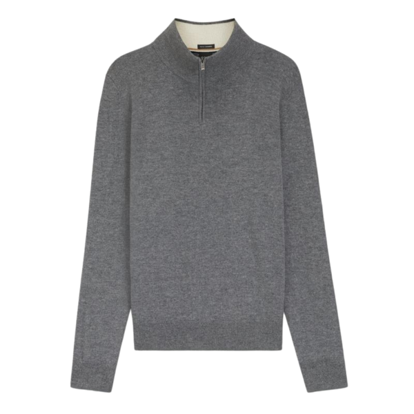 Boss Black Hemarlo Wool/Cashmere Mix Zip Neck - Grey