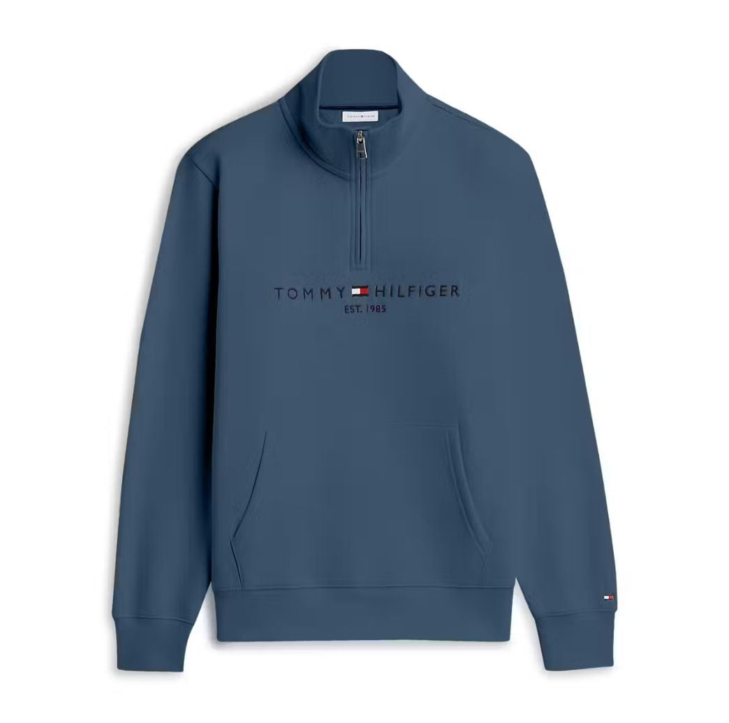 Tommy Hilfiger Logo Mockneck Sweat - Blue