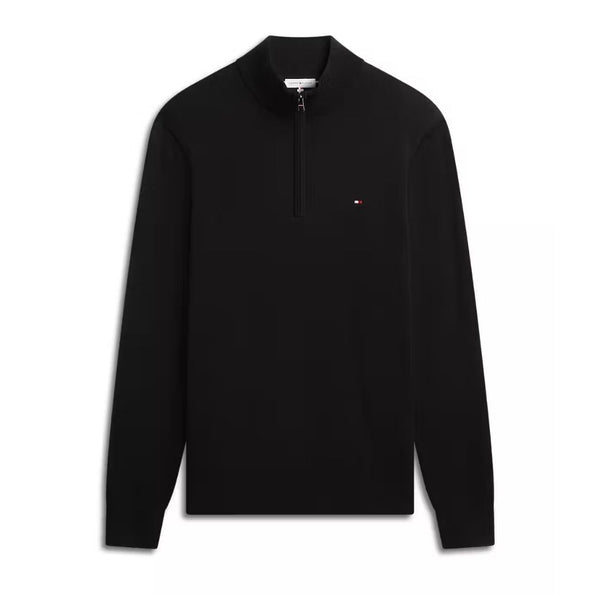 Tommy Hilfiger Essential Cotton Zip Mock - Black