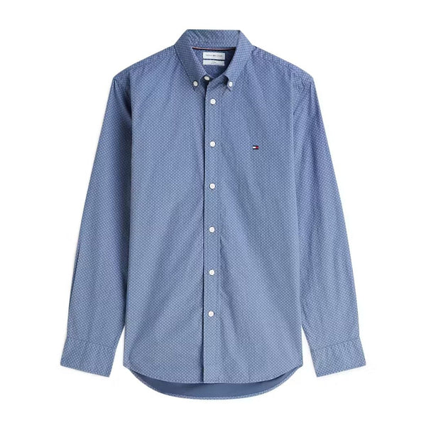 Tommy Hilfiger Flex Poplin Geo Print RF Shirt - Blue
