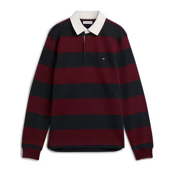 Tommy Hilfiger Essential Stripe Rugby - Burgundy