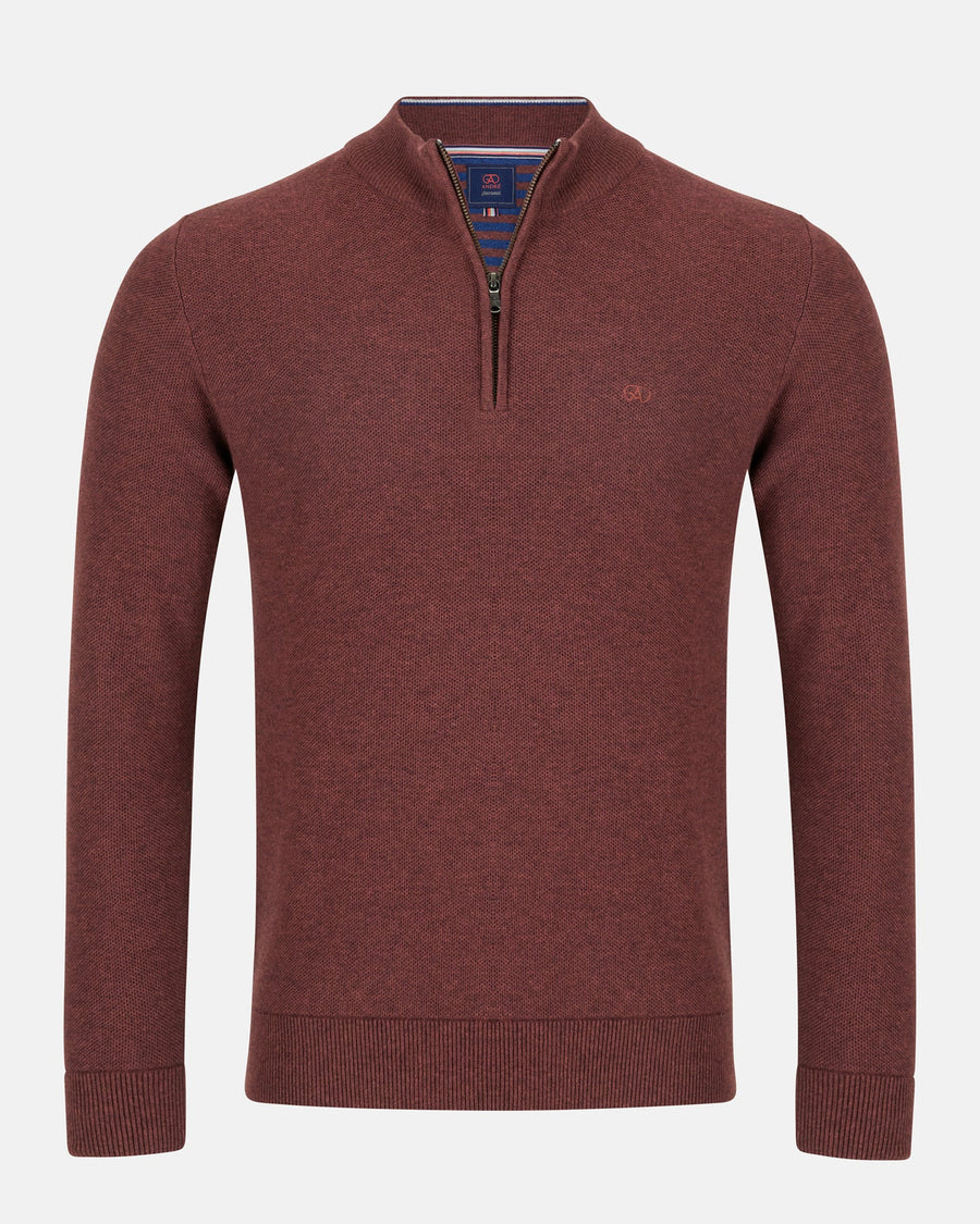 Andre Madrid Quarter Zip Knit - Russet