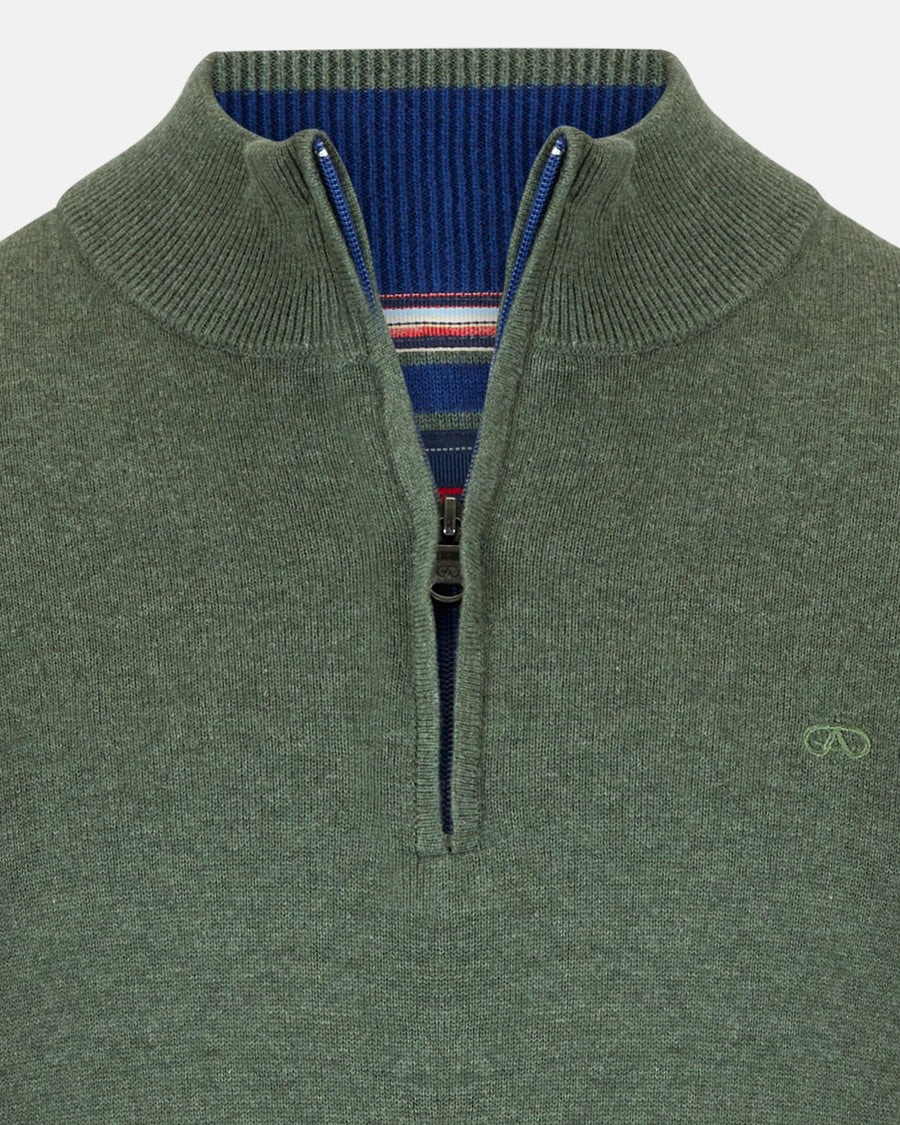 Andre Tory Quarter Zip Knit - Olive