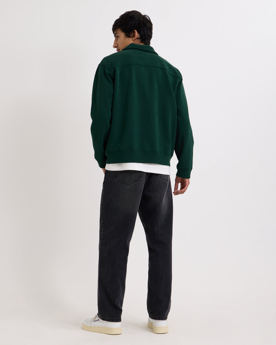 Wax London Reeve Quarter-Zip Cotton Sweatshirt - Washed Green