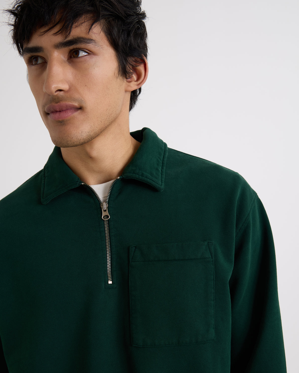 Wax London Reeve Quarter Zip Sweatshirt Dry Cotton Loopback  - Green