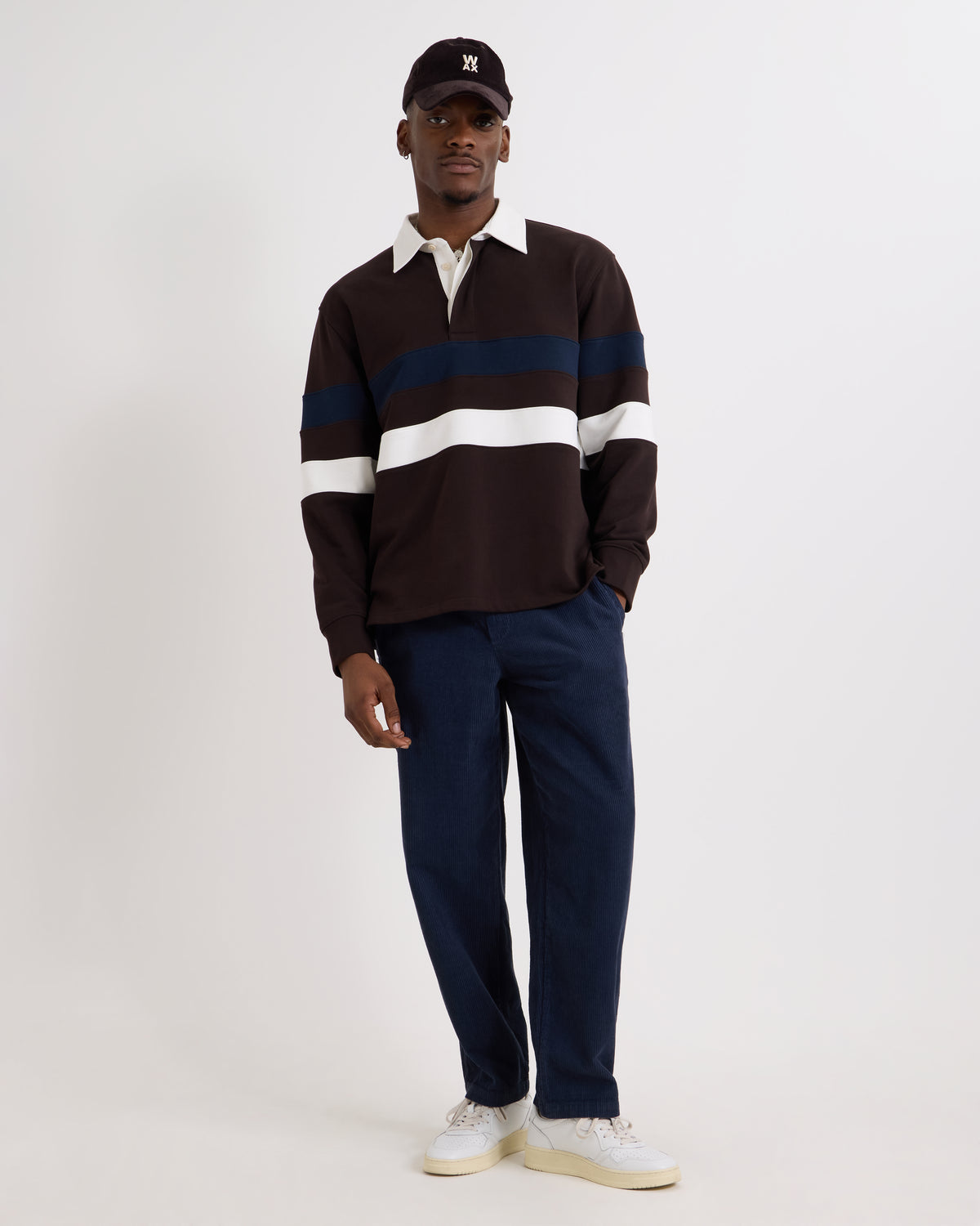 Wax London Rowhill Rugby Mirror Stripe - Brown/Navy