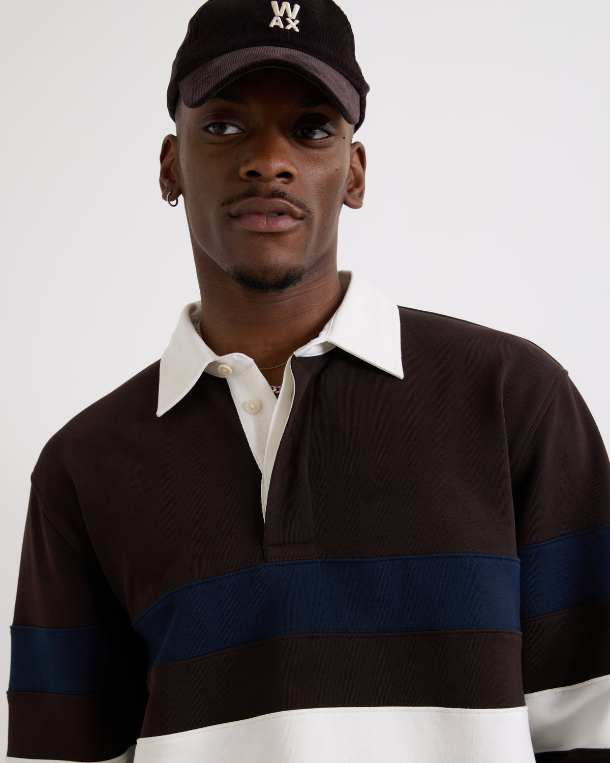 Wax London Rowhill Rugby Mirror Stripe - Brown/Navy