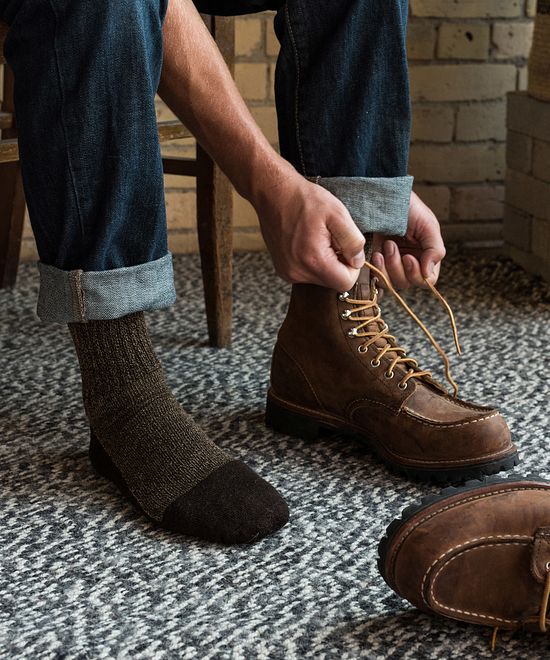 Red Wing Deep Toe Capped Wool Sock - Olive