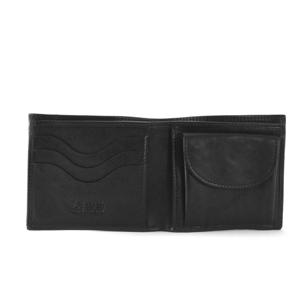 Il Bisonte Bi Fold Coin Pocket Wallet - Black
