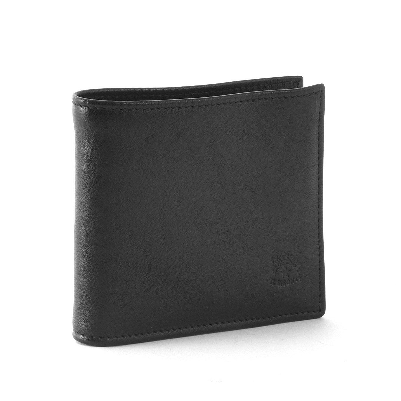 Il Bisonte Bi Fold Coin Pocket Wallet - Black - Galvin for Men