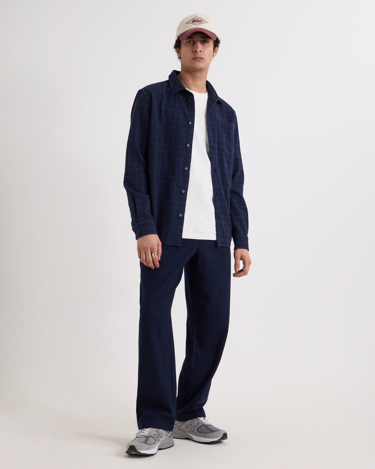 Wax London Shelly L/S Shirt Dobby Check - Navy