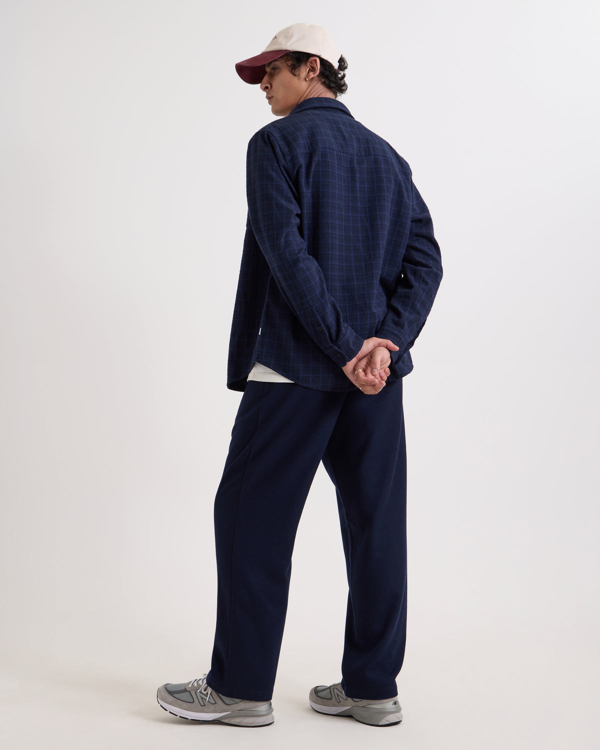 Wax London Shelly L/S Shirt Dobby Check - Navy