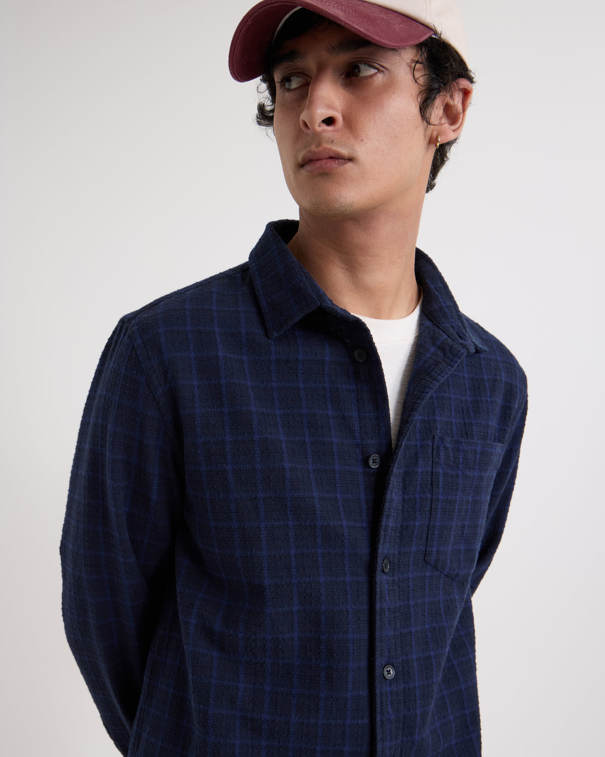 Wax London Shelly L/S Shirt Dobby Check - Navy