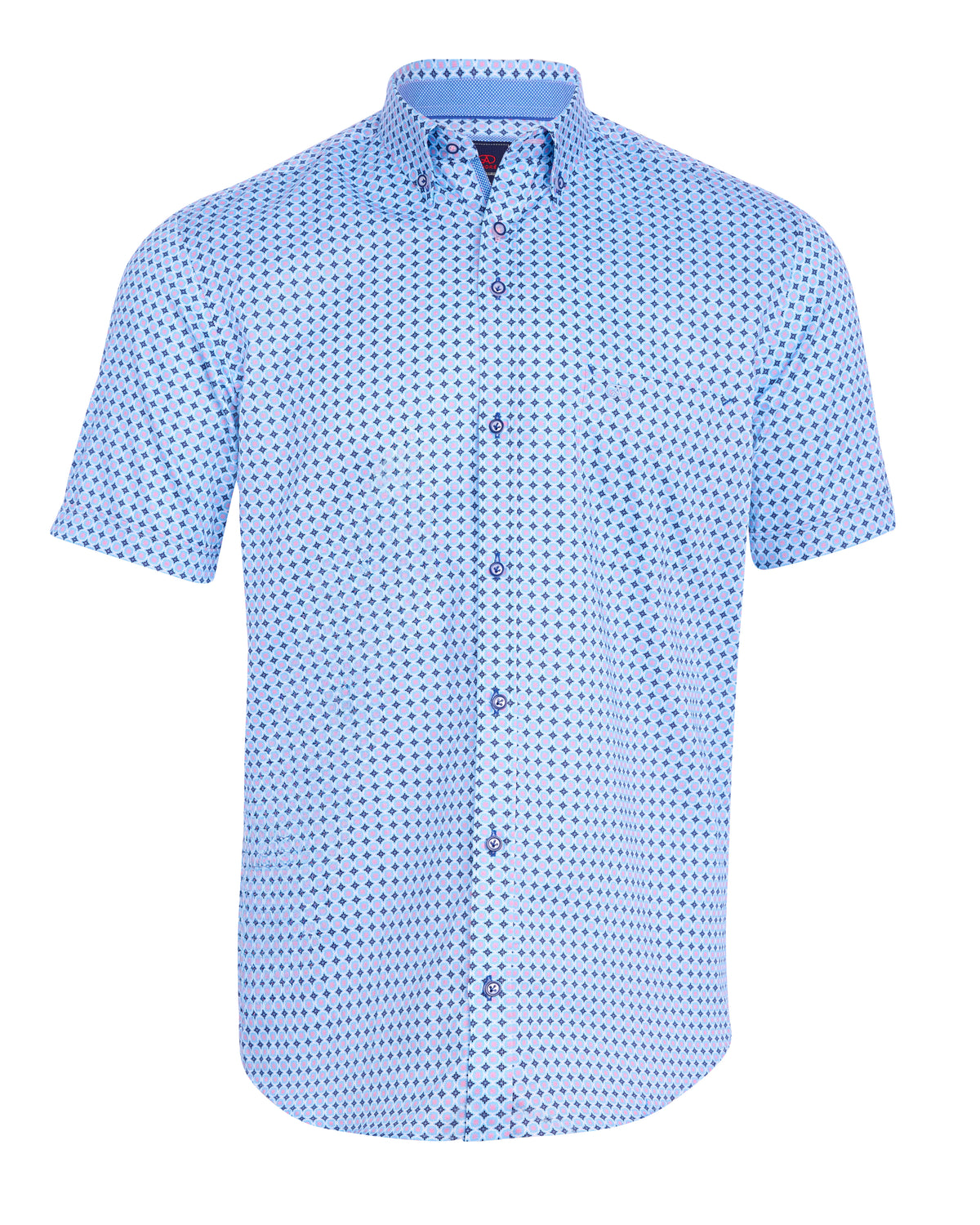 Andre Cong Short Sleeve Casual Shirt - Blue/Pink