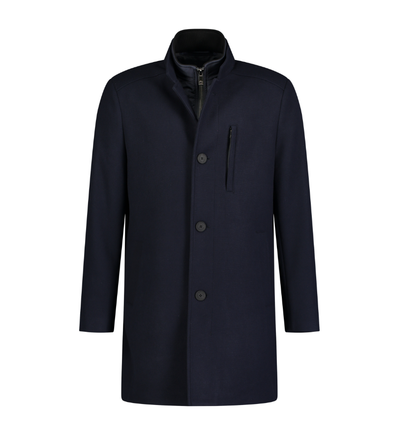 Roy Robson Mantel Wool Coat - Navy