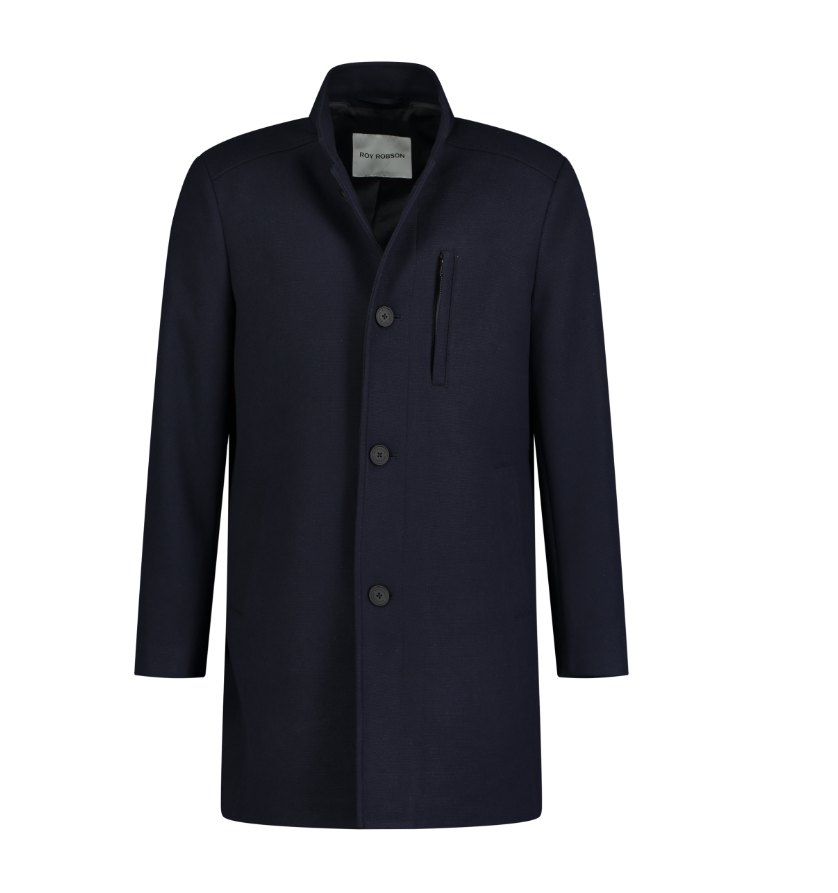 Roy Robson Mantel Wool Coat - Navy