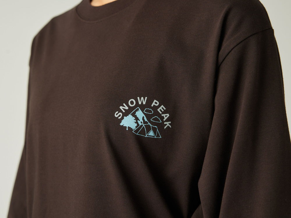 Snow Peak &#39;Living With Nature&#39; Long Sleeved T-Shirt - Brown