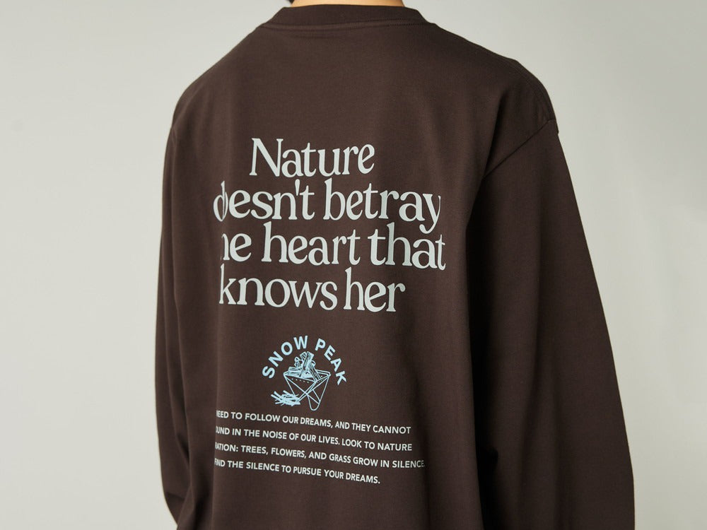 Snow Peak &#39;Living With Nature&#39; Long Sleeved T-Shirt - Brown