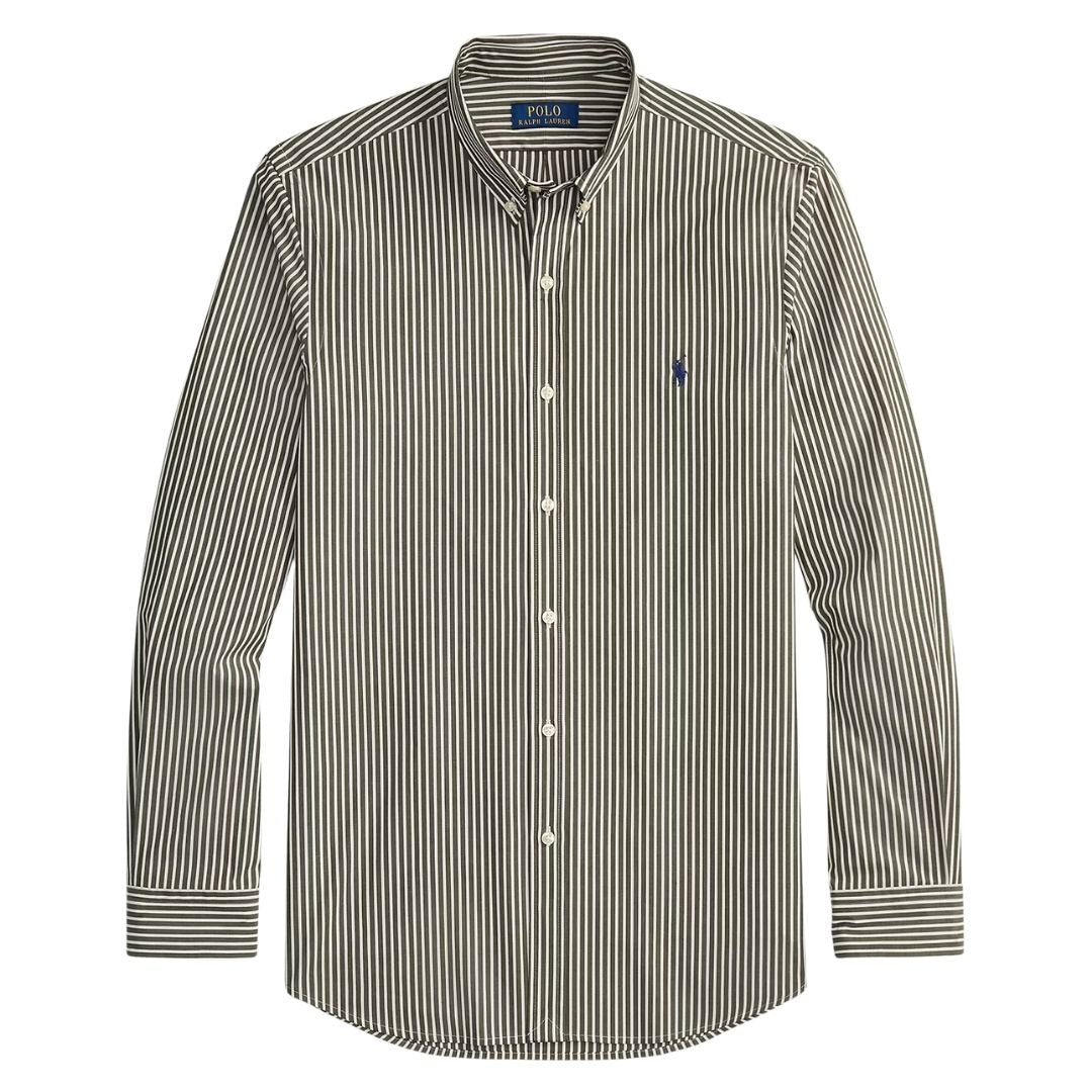 Polo Ralph Lauren Slim Fit Striped Stretch Poplin Shirt - Green