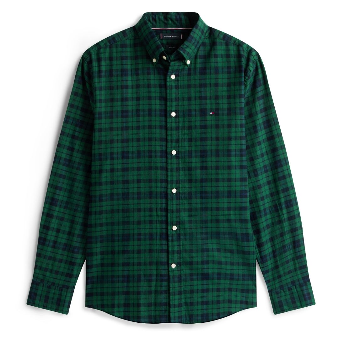 Tommy Hilfiger Mercerised Blackwatch Shirt - Green/Navy