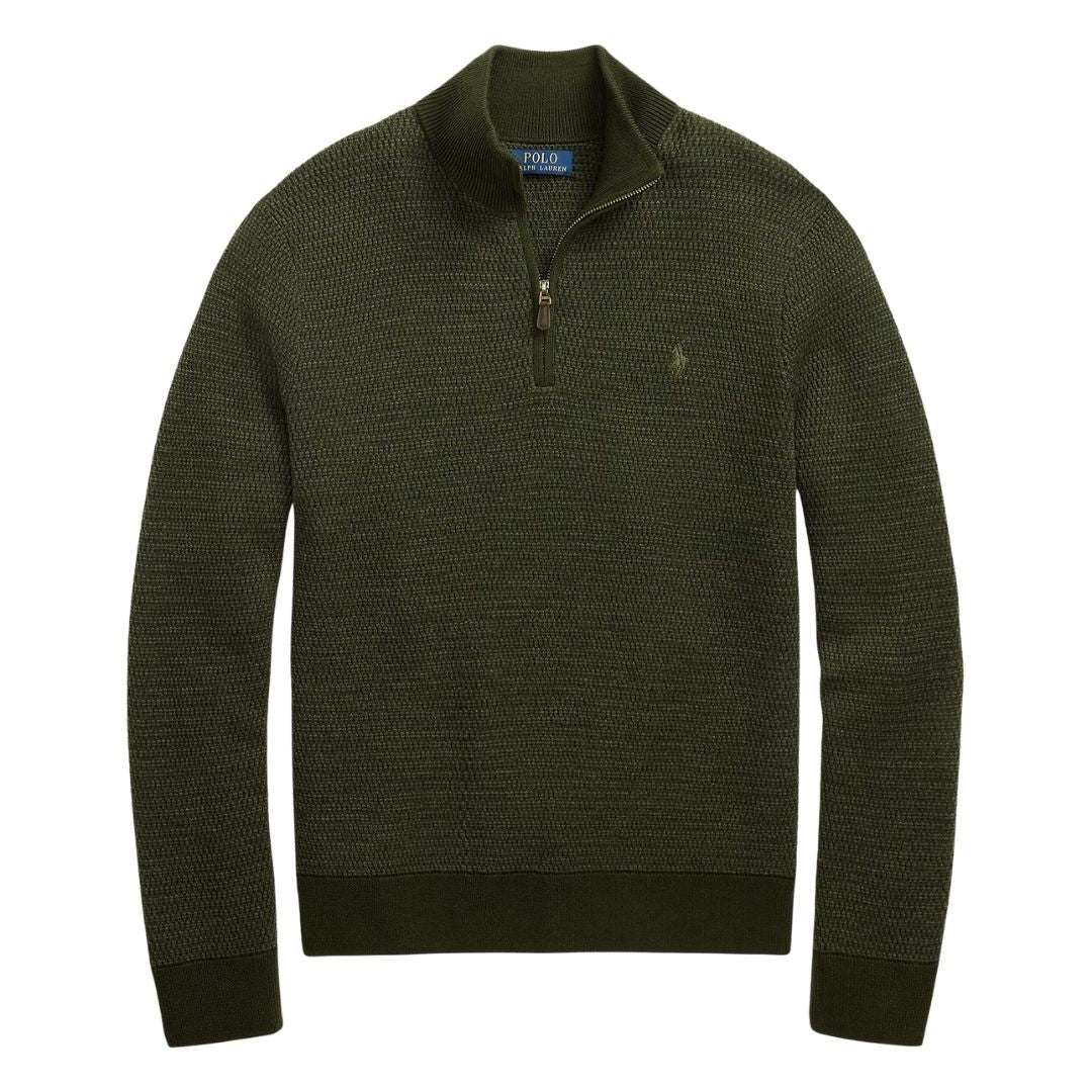 Polo Ralph Lauren Washable Wool Quarter-Zip Jumper - OLIVE
