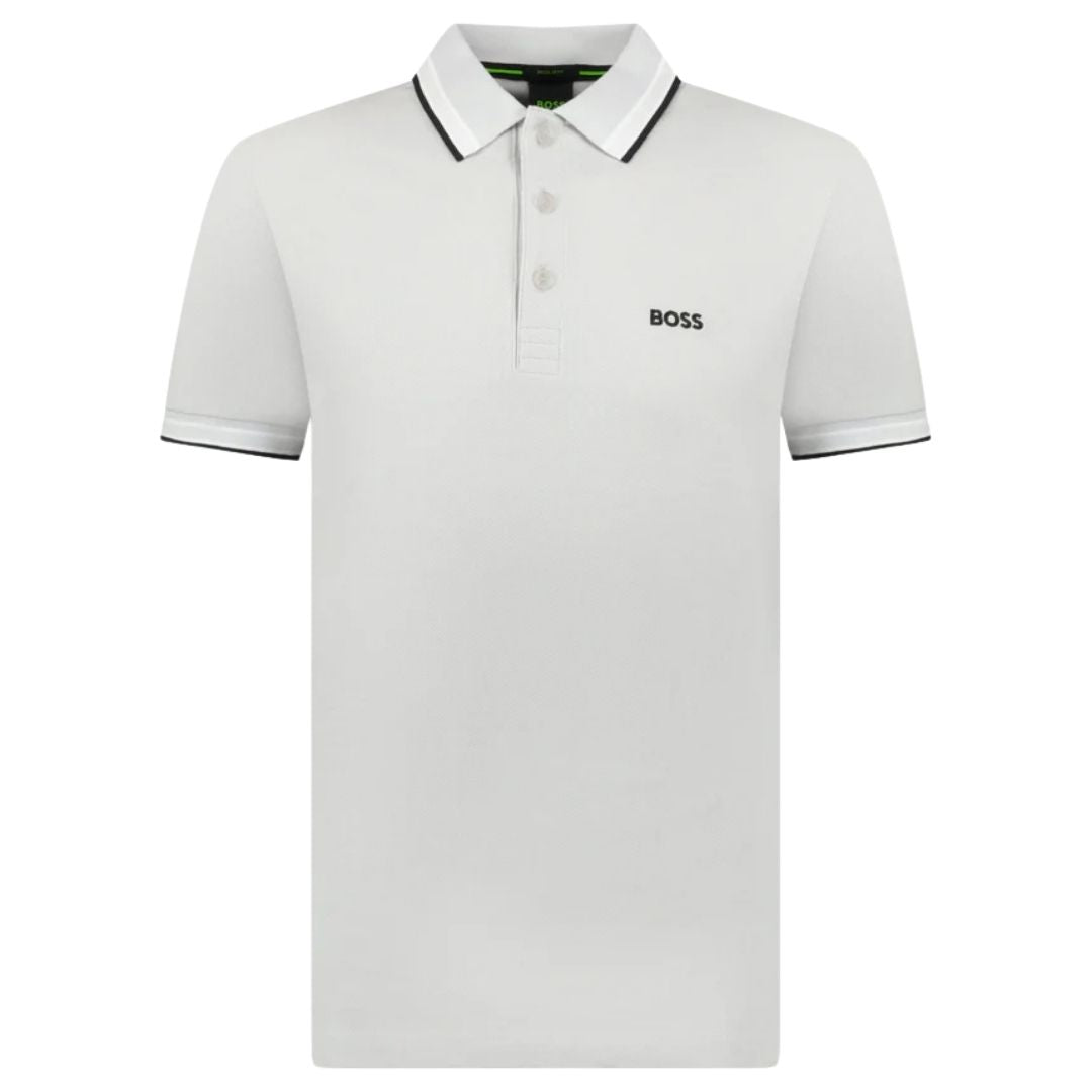 Boss Paddy polo shirt in cotton piqué with logo undercollar  - Grey