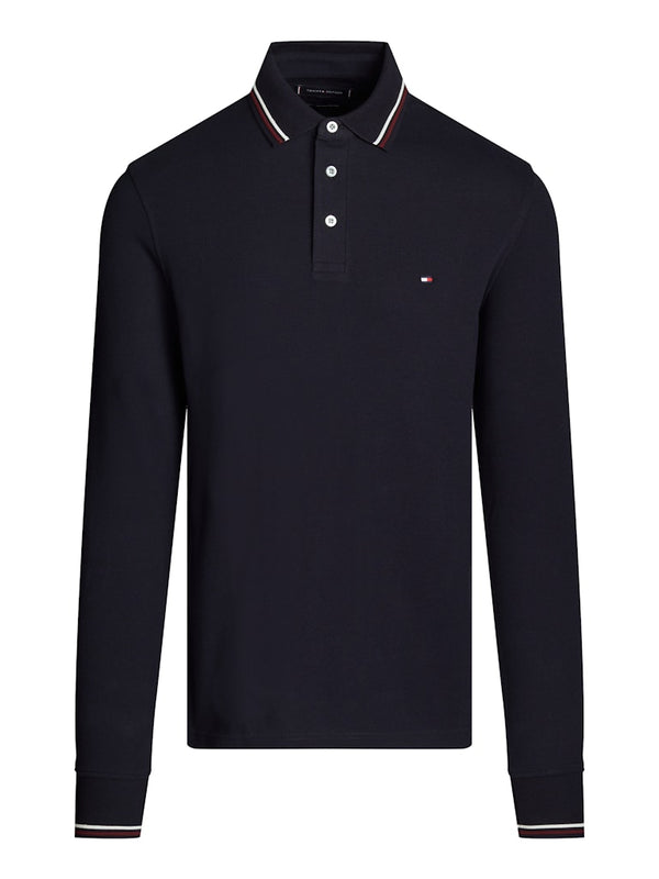 Tommy Hilfiger Tipped Long Sleeve Slim Polo Shirt - Navy