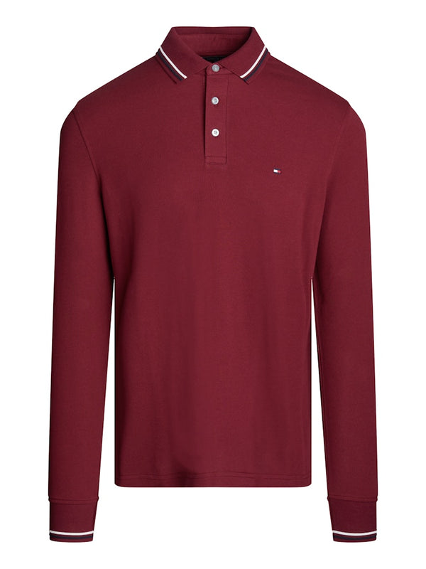 Tommy Hilfiger Tipped Long Sleeve Slim Polo Shirt - Red