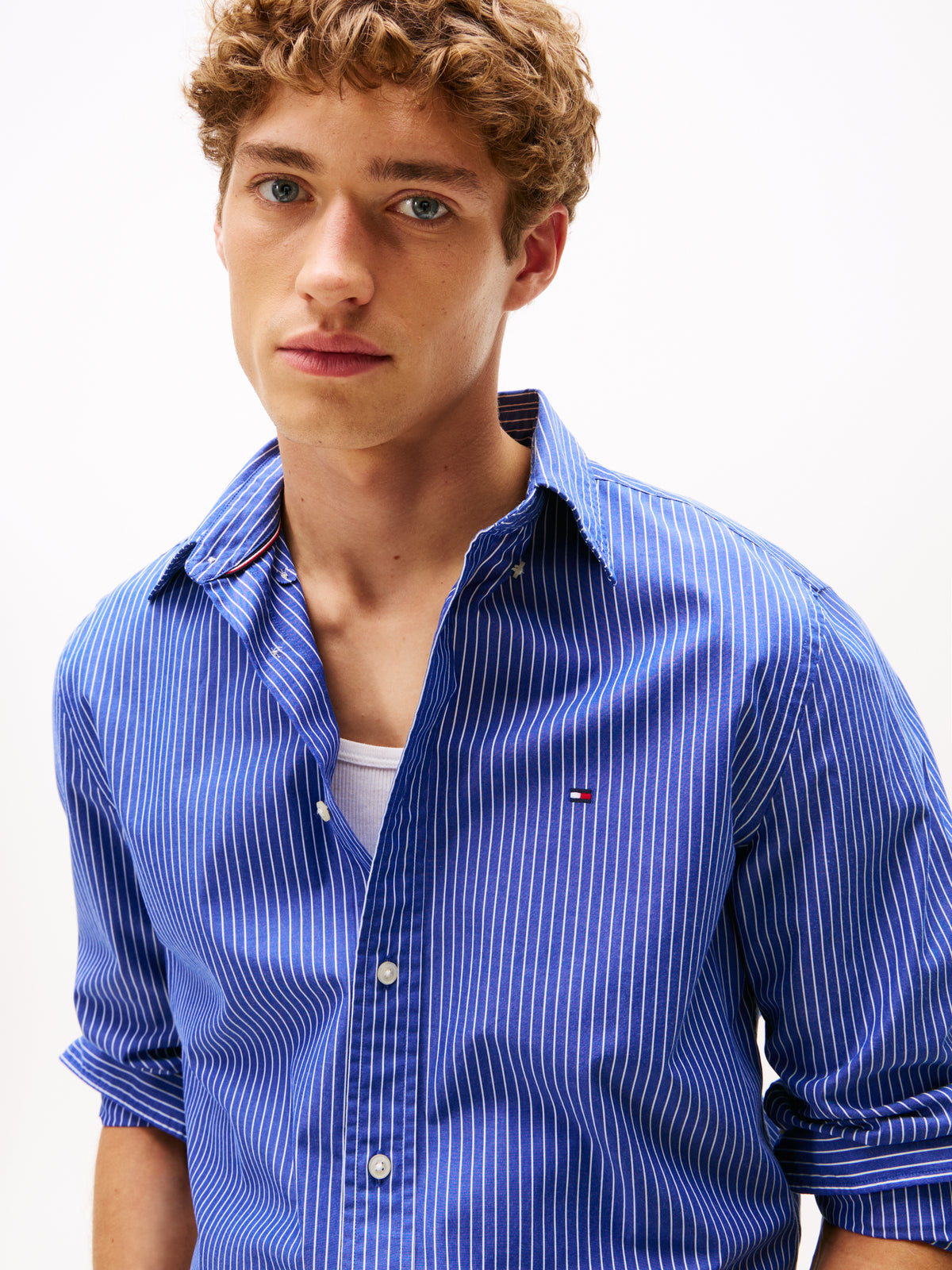 Tommy Hilfiger Core Hairline Poplin Shirt - Blue