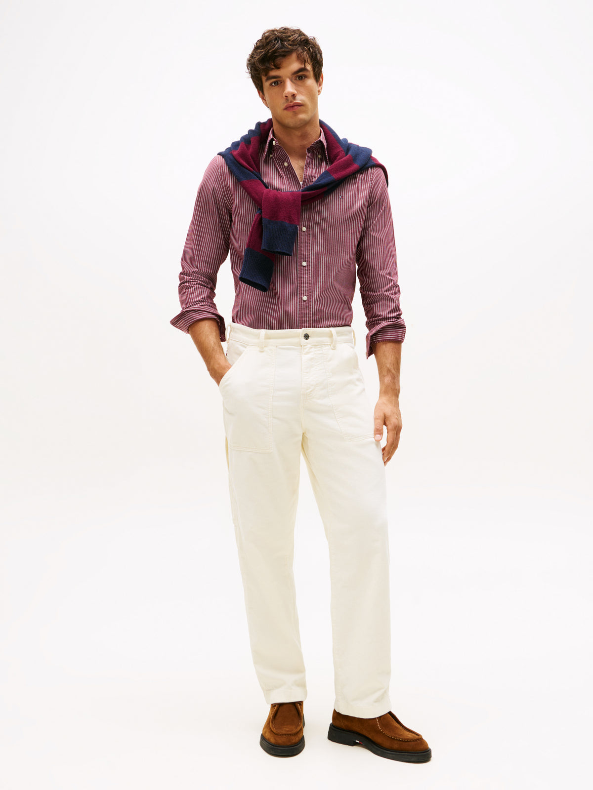 Tommy Hilfiger Core Hairline Poplin Shirt - Red