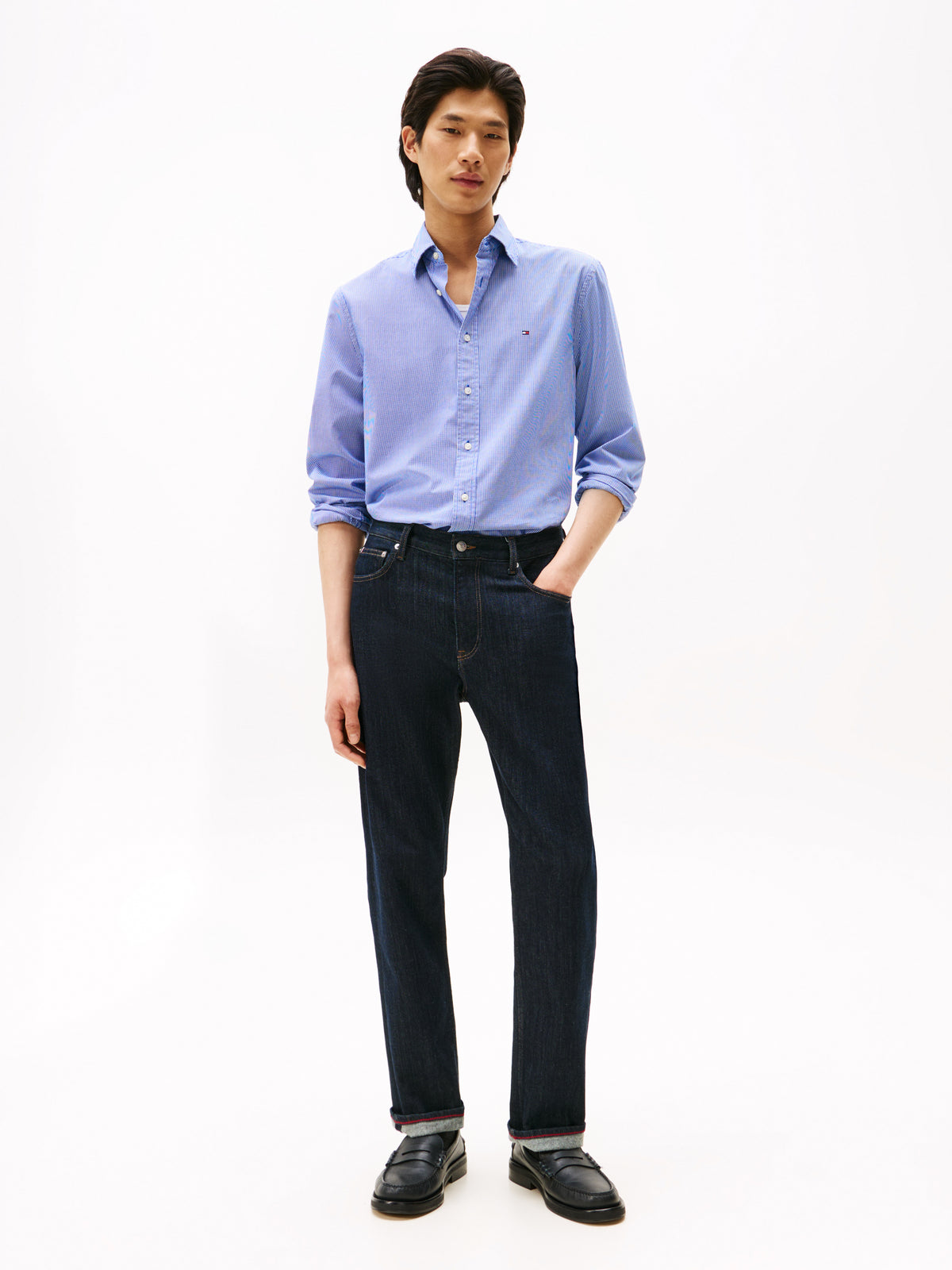 Tommy Hilfiger Flex Poplin Micro Gingham Check Shirt - Blue