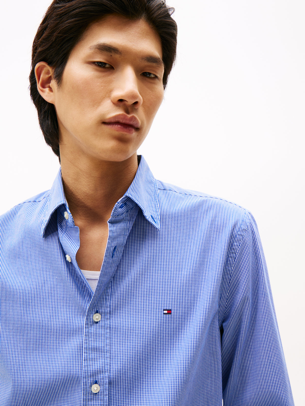 Tommy Hilfiger Flex Poplin Micro Gingham Check Shirt - Blue