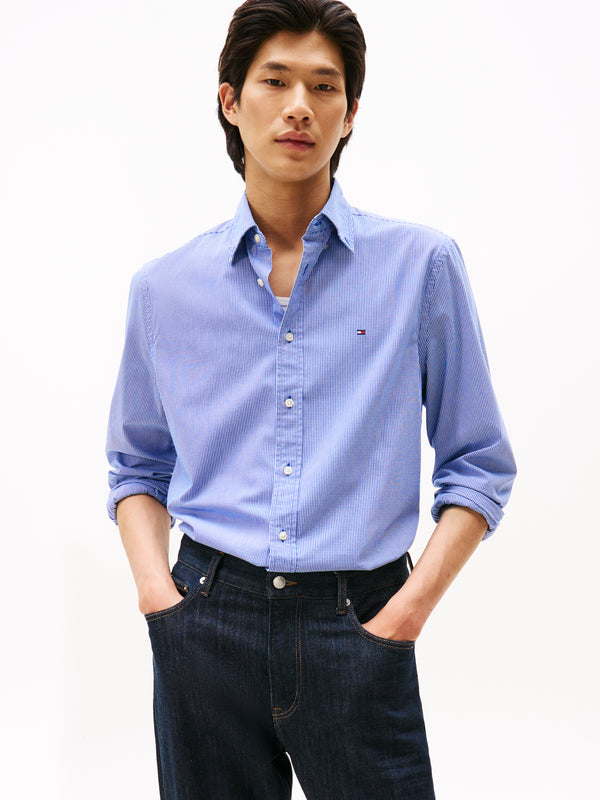 Tommy Hilfiger Flex Poplin Micro Gingham Check Shirt - Blue