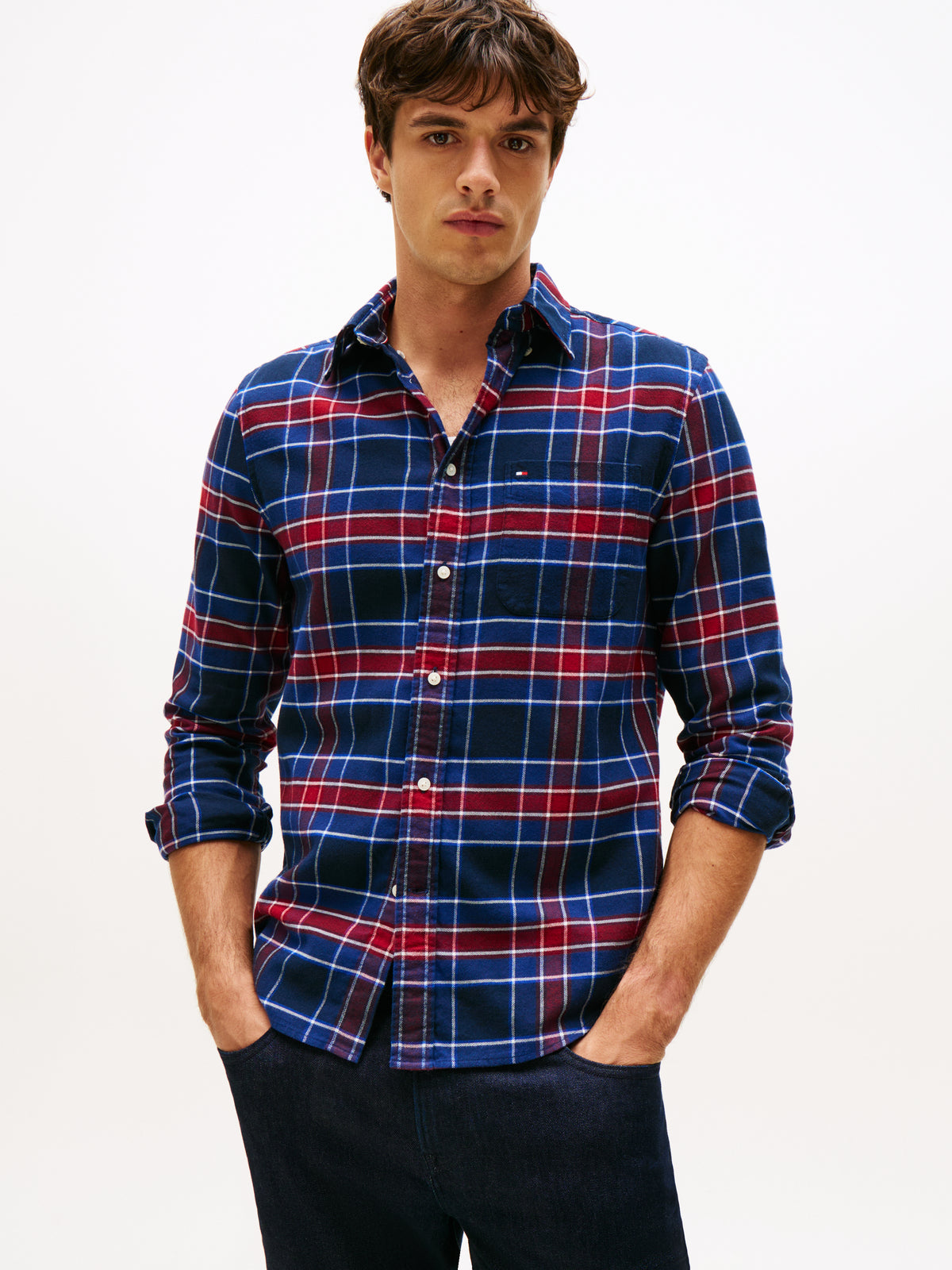 Tommy Hilfiger Hero Flannel Tartan Shirt - Navy
